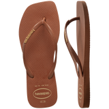 Women's Slim Square Logo Pop Up Flip Flops - RUST
