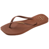 Women's Slim Square Logo Pop Up Flip Flops - RUST