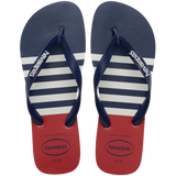 Men's Top Nautical Flip Flops - White/Navy/Red Apache