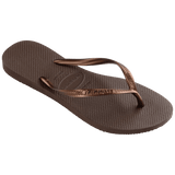 Women's Slim Flip Flops - Dark Brown Metallic