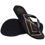 Men's Vini Jr. Golden Top Flip Flops - Black