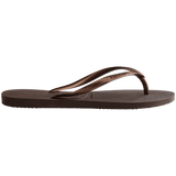 Women's Slim Flip Flops - Dark Brown Metallic