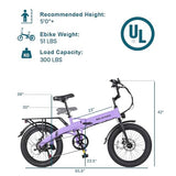 Folding Electric Bike for Adults, 20??3.0 Fat Tire Electric Bicycle, 374.4Wh Battery Ebike, 20MPH Electric Cargo Bike with LCD Color Display & 6 Speed Gears (Fits for 5’0+)