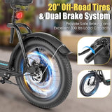 Caroma Peak 800w Electric Scooter Adults 20X3 Fat Tire, 20 MPH Top Speed & 30 Miles Range, Off-Road E Scooter w/Adjustable Seat & Detachable Basket, Foldable Ebike w/Shock Absorption for Commuting