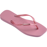 Women's Slim Square Logo Metallic Flip Flops - ROSE CHIFFOM