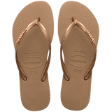 Women's Slim Logo Metallic Flip Flops - Rose Gold