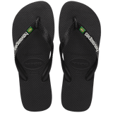 Women's Brazil Logo Flip Flops - Black/Black