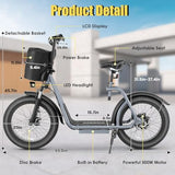Caroma Peak 800w Electric Scooter Adults 20X3 Fat Tire, 20 MPH Top Speed & 30 Miles Range, Off-Road E Scooter w/Adjustable Seat & Detachable Basket, Foldable Ebike w/Shock Absorption for Commuting