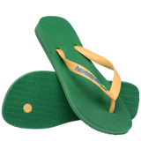 Women's Brazil Logo Flip Flops - GREEN/YELLOW