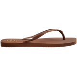 Women's Slim Square Logo Pop Up Flip Flops - RUST