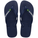 Women's Brazil Logo Flip Flops - Navy Blue
