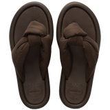 Women's Over Puffed Flip Flops - DARK BROWN