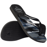 Men's Top Camo Flip Flops - Black/Black/White