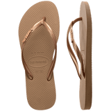 Women's Slim Logo Metallic Flip Flops - Rose Gold