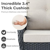 Patio Wicker Chairs Swivel Rocker – Outdoor Swivel Rocking Chairs Set of 2 with Rattan Side Table, Patio Swivel Glider Chair 3 Piece Patio Furniture Sets for Deck Porch Pool Brown/Blue