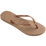 Women's Slim Logo Metallic Flip Flops - Rose Gold