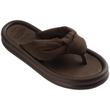 Women's Over Puffed Flip Flops - DARK BROWN