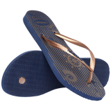 Women's Nautical Slim Flip Flops - Navy Blue/Rose