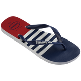 Men's Top Nautical Flip Flops - White/Navy/Red Apache