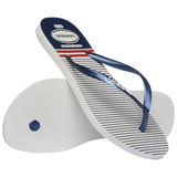 Women's Nautical Slim Flip Flops - White/Navy/Red