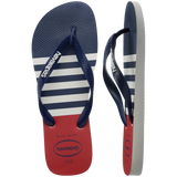 Men's Top Nautical Flip Flops - White/Navy/Red Apache