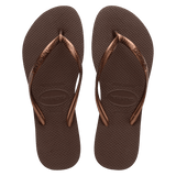 Women's Slim Flip Flops - Dark Brown Metallic