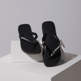 Men's Brazil Logo Flip Flops - Black/Black