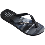 Men's Top Camo Flip Flops - Black/Black/White
