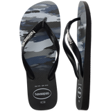 Men's Top Camo Flip Flops - Black/Black/White