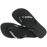 Women's Brazil Logo Flip Flops - Black/Black