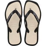 Women's Top Square Fusion Flip Flops - Black