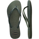 Women's Slim Gloss Flip Flops - Olive Green