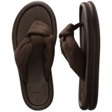 Women's Over Puffed Flip Flops - DARK BROWN