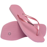 Women's Slim Square Logo Metallic Flip Flops - ROSE CHIFFOM