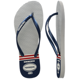 Women's Nautical Slim Flip Flops - White/Navy/Red