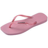 Women's Slim Square Logo Metallic Flip Flops - ROSE CHIFFOM