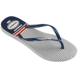 Women's Nautical Slim Flip Flops - White/Navy/Red