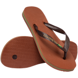 Women's Brazil Logo Flip Flops - RUST/COFFEE
