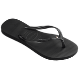 Women's Slim Crystal Flip Flops - Black