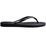 Women's Slim Gloss Flip Flops - Black/Silver/Black