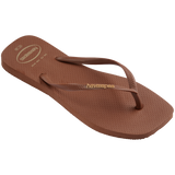 Women's Slim Square Logo Pop Up Flip Flops - RUST